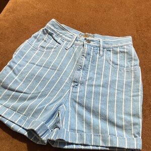The Limited Light Blue Striped Jean Shorts
